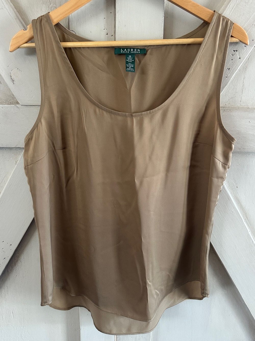 Lauren Ralph Lauren Taupe Sleeveless Tank Blouse Size 10 - Picture 1 of 5